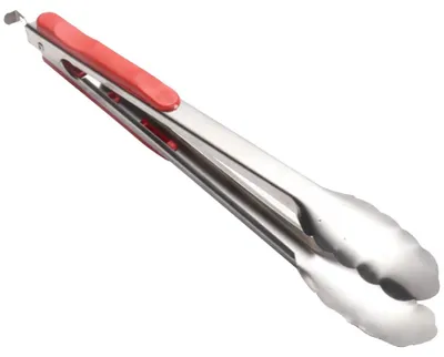 Produktbild von Küchenzange aus Edelstahl – 33,5 cm – Rot, mit rutschfestem Griff