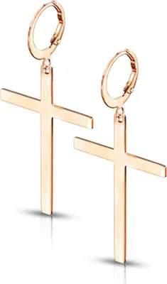 Produktbild von Kreuz Ohrringe: Edelstahl Creolen Ohrhänger Rose Gold