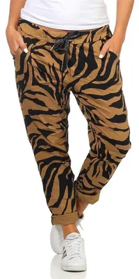 Produktbild von Damen Jogginghose Freizeithose Hose mit Muster, Braun S/M/L