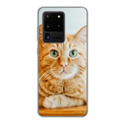 Produktbild von MuchoWow® Handyhülle Schutzhülle Hülle für Samsung Galaxy S20 Ultra Katze - Holz - Schrank Silikon Softcase Handy Hülle - Karteninhaber