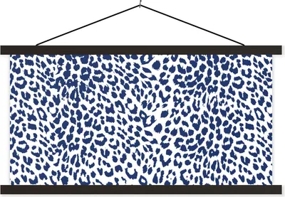 Produktbild von MuchoWow® Textilposter Pantherdruck - Blau - Weiß 90x45 cm mit schwarzem Rahmen - Klemmleisten