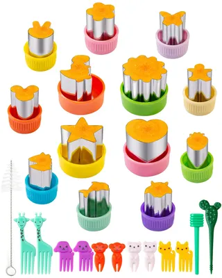 Image de Emporte-pièces pour pain et légumes pour enfants, lot de 26 pièces, avec bâtonnets