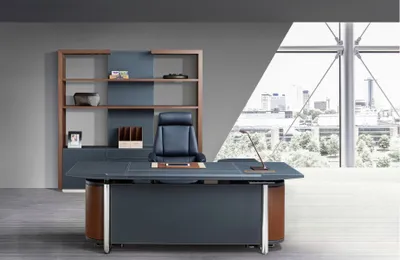 Image de Bureau d'angle moderne en MDF et PVC aspect bois