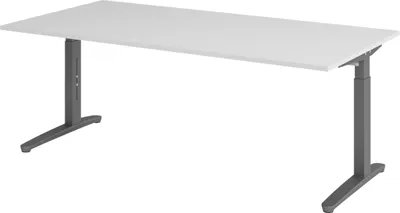 Produktbild von bümö Schreibtisch Serie-XB - Gestell: Graphit, Nachbildung: Grau, Größe:  200 x 100 cm