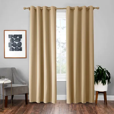 Image de Topchances 1 pièce rideau opaque intérieur, rideaux opaques avec œillets, pour chambre à coucher salon (Beige,52*84 pouces, 1 panneau)