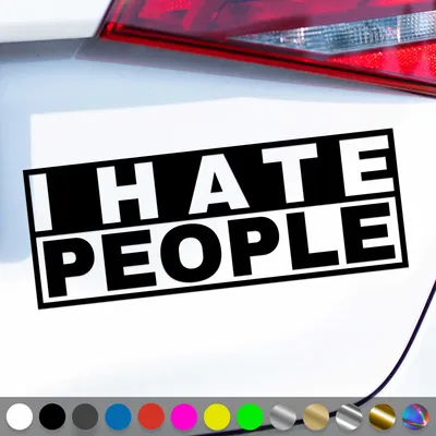 Produktbild von PantherPixel I hate People Aufkleber Ich Hasse Menschen Sticker Auto Geschenkidee Farbe Schwarz