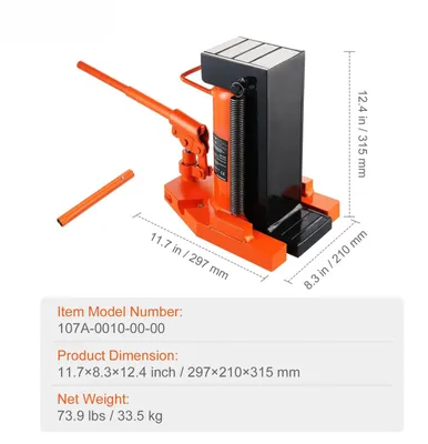 Imagen del producto de Elevador hidráulico para pies, con capacidad de 5 toneladas, mango ajustable, modelo 10T