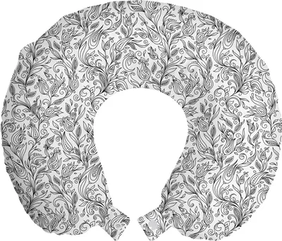 Produktbild von ABAKUHAUS Blumen Reisekissen Nackenstütze, Skizze Blumen-Strudel, Schaumstoff Reiseartikel für Flugzeug und Auto, 30x30 cm, Schwarz und weiß