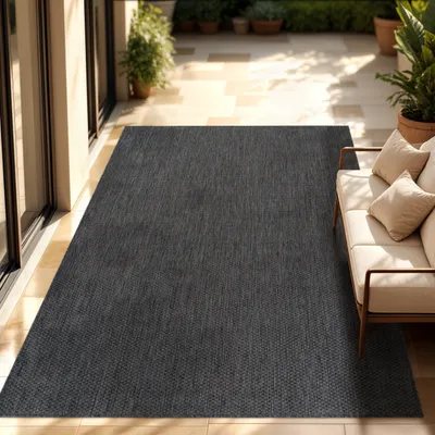 Produktbild von In- & Outdoor Teppich Flachgewebe einfarbig modern wetterfest für Terrasse Küche Grösse 140x200 cm