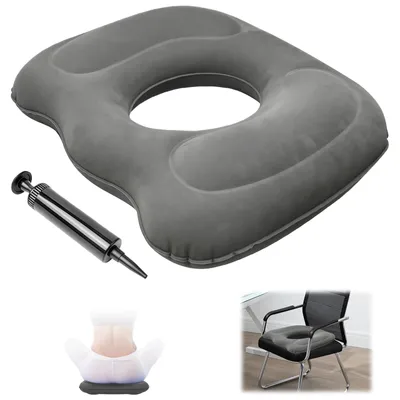 Produktbild von Multifunktionales Sitzkissen, Sitzkissen bei Hämorrhoiden, aufblasbares orthopädisches Rundkissen mit Luftpumpe, bei Druckstellen am Steißbein, Sitzring für Rollstuhlfahrer