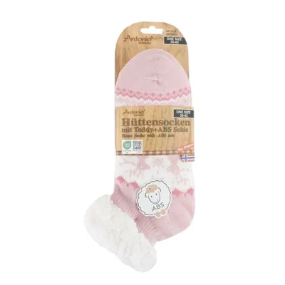 Immagine prodotto di Calze comode per donna " Calze comode " Calze con orsetto e suola in ABS " Calze invernali a 3/4 in taglia unica 35-42 [Rosa]