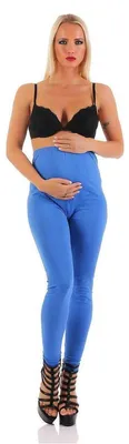 Produktbild von MAMA Umstands Leggings Baumwolle mit Taschen; Blau 2XL