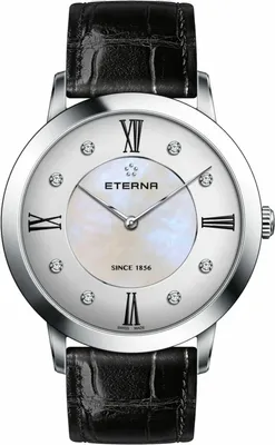 Produktbild von Eterna Damen Quarzuhr 40 mm Edelstahlgehäuse Schwarz Saphirglas 5 bar wasserdicht