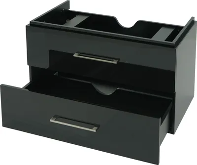 Image de Premium Meuble sous-lavabo HWC-D16, meuble sous-lavabo Meuble de salle de bain, brillant 90cm ~ noir