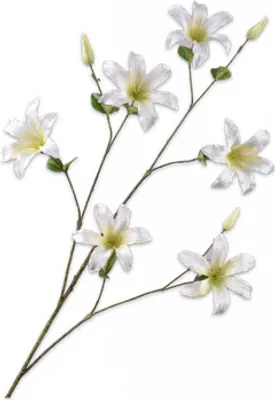 Produktbild von Silk-ka Künstliche Blume – Seidenblume Zweig Clematis Creme 114 cm