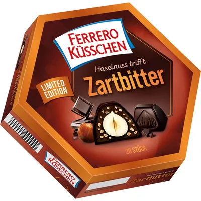 Zdjęcie produktu dla Ferrero Küsschen Dark Choc – specjalność z orzechami, 20 sztuk, 178 g