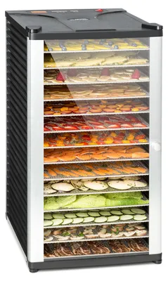 Produktbild von Klarstein Fruit Jerky 14 - Dörrgerät, Obst-/Fleisch- und Früchte-Trockner mit 1,8 m² Trockenfläche und 14 Etagen, 1000 Watt Leistung, stufenlos bis 70 °C einstellbar, Timer, stabiles Gehäuse, schwarz