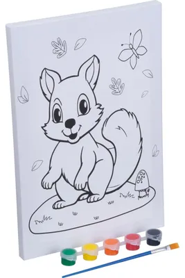 Produktbild von Kinder Leinwand "Eichhörnchen" /  Größe: 30x20cm / incl. Farben und Pinsel
