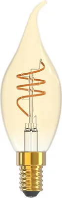 A close-up studio shot of a single LED candle light bulb.