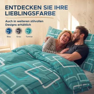 Produktbild von Malika Baumwoll-Renforcé-Bettwäsche 2-teilig, 135 × 200 + 80 × 80 cm, Türkis kariert