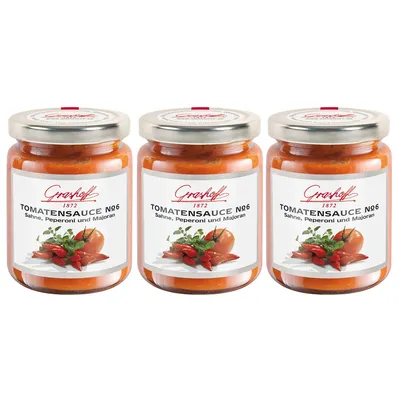 Image de Sauce tomate Grashoff No 6 aux poivrons crème marjolaine 200ml paquet de 3
