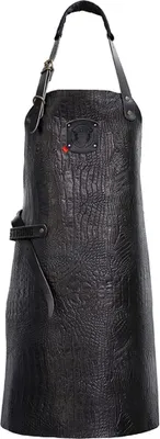 Produktbild von Crocostyle Latzschürze B 60 x L 82cm Fb. schwarz : schwarz : 100% Leder Crocoprägung