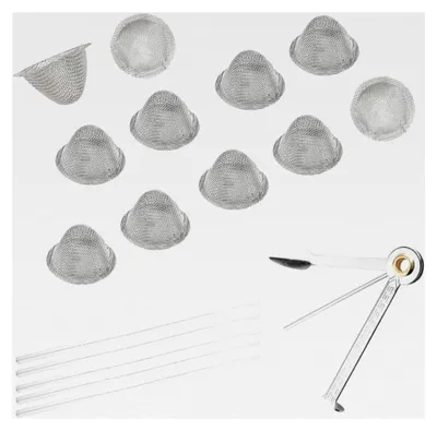 Produktbild von 40 Stück Metallrohrsieb Metallschalensieb Filter wiederverwendbare Rohrfilter mit einstellbarer Größe und tragbarem 3-in-1 Reinigungswerkzeug Mini-Kit (19mm)