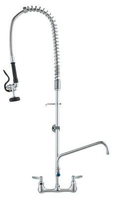 Obrázek produktu pro VEVOR Komerční baterie s předdřezovou sprškou, výška 111 cm, střed 203 mm, otočná výtoková trubice 305 mm, nástěnná Kuchyňská dřezová baterie, mosazná konstrukce s vytahovací sprškou, pro 1/2/3 komorový dřez