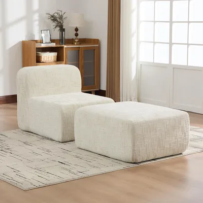 Produktbild von Chenille-Kompressionssofa, modular, 30D-Schaum, Schlafsofa, 183 x 77 x 73 cm, Beige