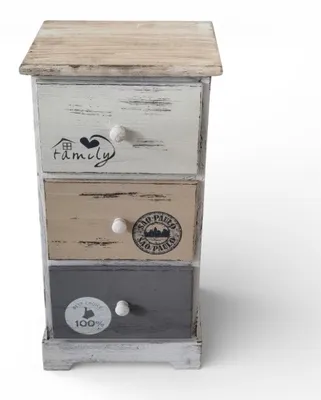 Image de Meuble en bois avec 3 tiroirs fixes, 29 x 25 x H 56 cm