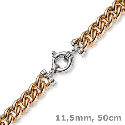 Produktbild von 11,5mm Rundpanzer Kette Collier Halsschmuck 585 Gold Rotgold & Weißgold, 50cm