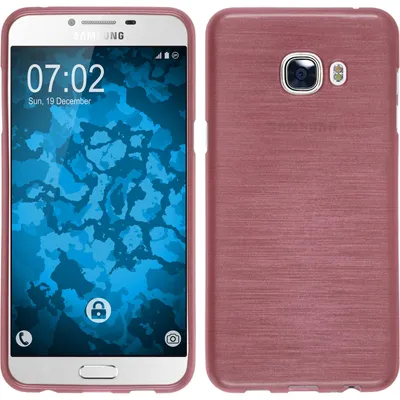 Produktbild von PhoneNatic Case kompatibel mit Samsung Galaxy C5 - rosa Silikon Hülle brushed + 2 Schutzfolien