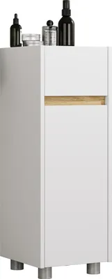 Immagine prodotto di Armadio per midi – armadio bagno stretto con 1 cassetto e 1 porta girevole, 85 x 30 x 32 cm, ripostiglio compatto per bagni, cassettiera per mobili da bagno, Cosila