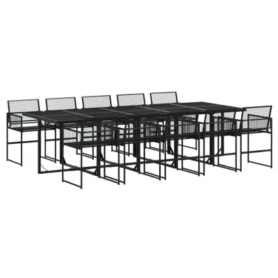 Produktbild von 11-tlg. Garten-Essgruppe Schwarz Poly Rattan