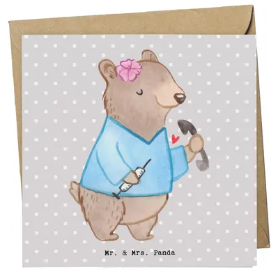 Produktbild von Mr. & Mrs. Panda Grußkarte Arzthelferin Herz - Grau Pastell - Geschenk, Klappkarte, faltkarte, Krankenhaus, Medizinische Fachangestellte, Arztpraxis, Krankgeschrieben