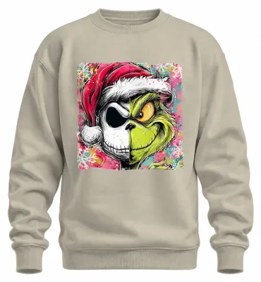 Obrázok produktu pre Grinch Jack Skellington Skelett Nightmare before Christmas Weihnachten Uni mikina, Natur, 3XL