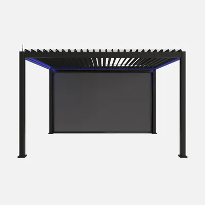 Immagine prodotto di Pergola bioclimatica 3x4m motorizzata in alluminio LED + tenda 4m, Antracite