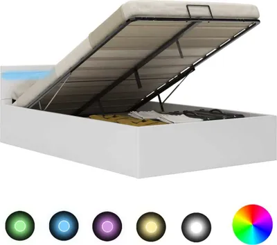 Immagine prodotto di Letto con rete idraulica LED in ecopelle bianca 120x200 cm