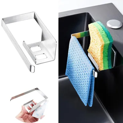 Produktbild von Spülhalterschale für die Küche, selbstklebender Spültuchhalter, aus Edelstahl