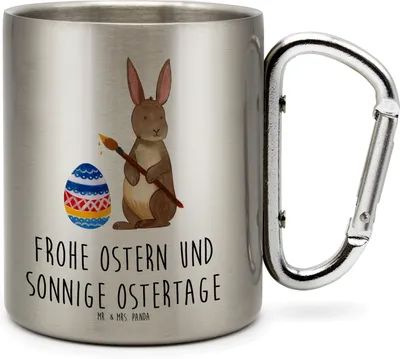 Produktbild von Mr. & Mrs. Panda Teetasse Hase Eier Malen - Transparent - Geschenk, Ostern, Osterhase, thermotasse, Edelstahlbecher, Thermobecher, Metallbecher, Edelstahltasse, Kaninchen