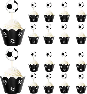 Image de ZHIQIN Football Cupcake Topper Set - 36 pièces de décoration de muffins