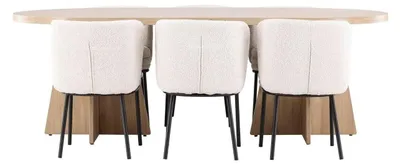 Produktbild von Bootcut Essgruppe Tisch 115x230cm und 6 Boucle Stühle natur.