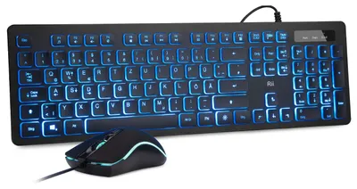 Obrázok produktu pre Klávesnica a myš s káblom – 3 LED podsvietenie, rozloženie QWERTZ