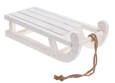Produktbild von Holz Deko Schlitten weiß Shabby Used-Look - 31 x 14,5 cm - Holzschlitten
