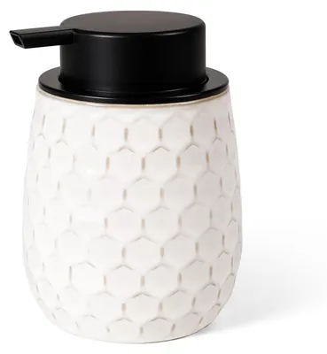 Productafbeelding van Zeepdispenser, keramiek, 400 ml, beige, navulbaar, met grote pompkop, geschikt voor keuken en badkamer