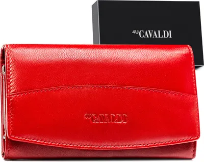 Produktbild von 4U Cavaldi | Großes Portemonnaie, mit Lederschließe, für Damen, Rot, 16x9.5 cm