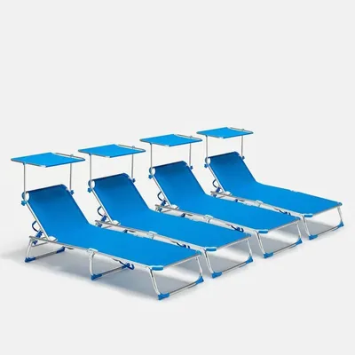 Immagine prodotto di 4 lettini mare pieghevoli con tettuccio California - Blu