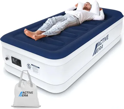 Produktbild von Luxus Luftbett 1 Person, Luftmatratze selbstaufblasend mit eingebauter elektrischer Pumpe & integriertem Kissen, Aufblasbare Matratze für Camping