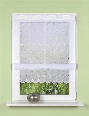 Produktbild von Home Wohnideen Schlaufenrollo Voile Lochstickerei 1 teilig 140 x 80 cm Weiss