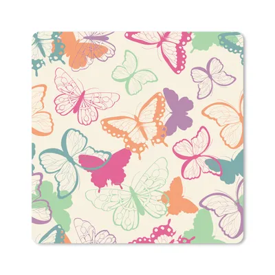 Produktbild von MuchoWow® Mauspad Mousepad Schmetterlinge - Muster - Insekten 20x20 cm - Mousepads - Maus Mat - Pad - Mausunterlage - Desk Mat - Bureauartikeln